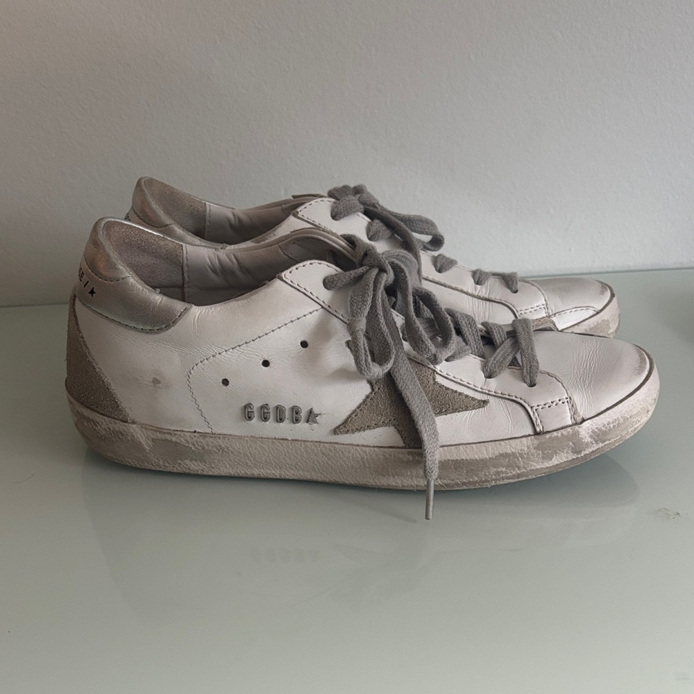 Golden Goose Super-Star Low Top White and Gray Leather Sneakers EU 36 | US 6